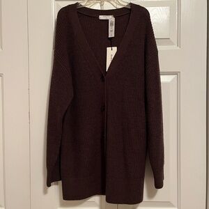 Aritzia Babaton heather chocolate brown button down cardigan size small NWT